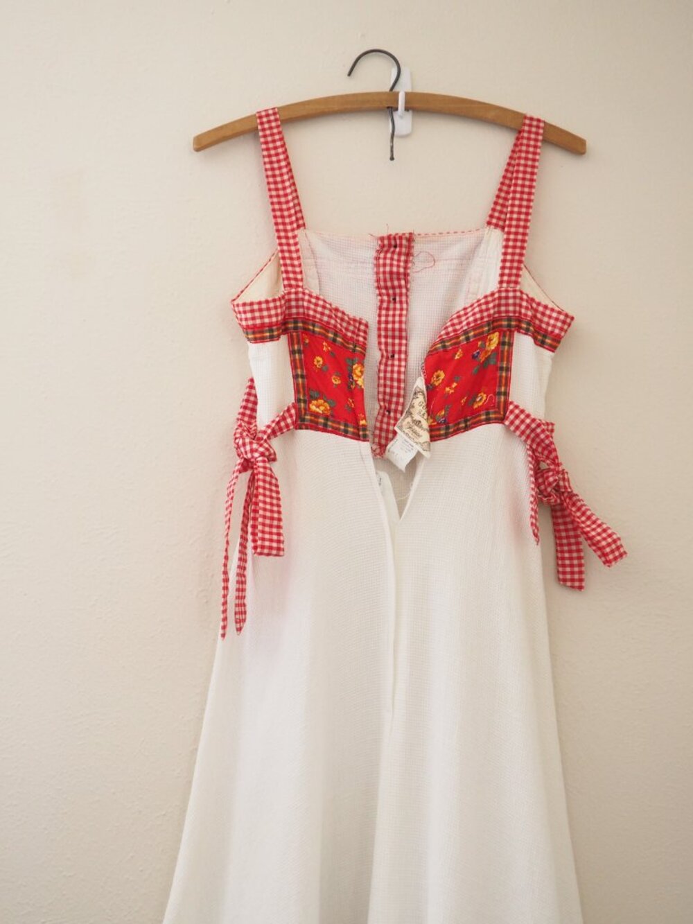 Vintage RARE Gunne Sax Floral Gingham Sleeveless Maxi Prairie Dress sz 11 - Picture 8 of 10